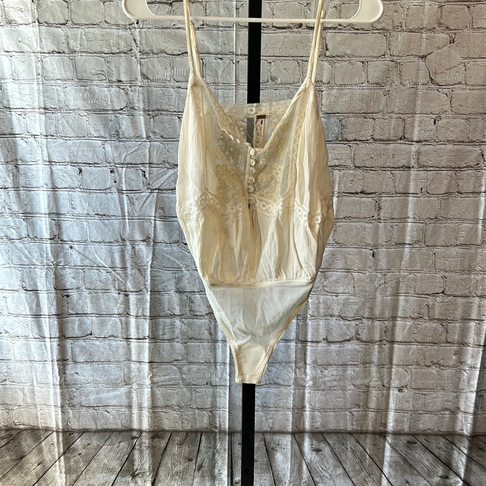 Free People Cream Lace Bodysuit